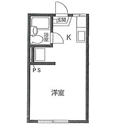 No.10フォーブルサンタモニカ ワンルームの間取図画像