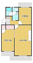 レスポワール曳馬 2LDKの間取図画像
