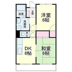 東海ホーム鴨江 2DKの間取図画像