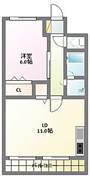 マンション丸山A 1LDKの間取図画像