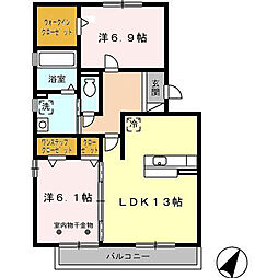 メルベイユ・フロール 2LDKの間取図画像