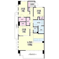 一条レジデンス浜松 3LDKの間取図画像