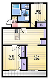 マンション桃の里 2LDKの間取図画像