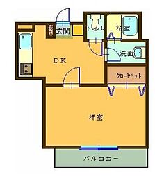 アルテッツァ紺屋町 1DKの間取図画像