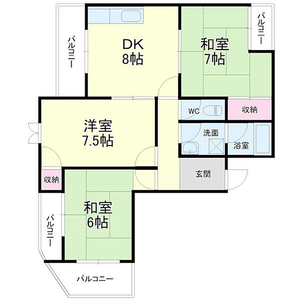 クィーンズコート鴨江 202｜静岡県浜松市中央区鴨江３丁目(賃貸アパート3DK・2階・56.92㎡)の写真 その1