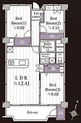 習志野台マンション 3LDKの間取図画像
