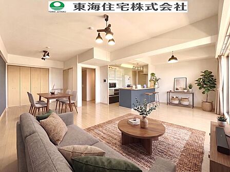 20帖超の開放感。大きなソファを置いてもゆとりある大空間LDKです（CG加工を入れております）
