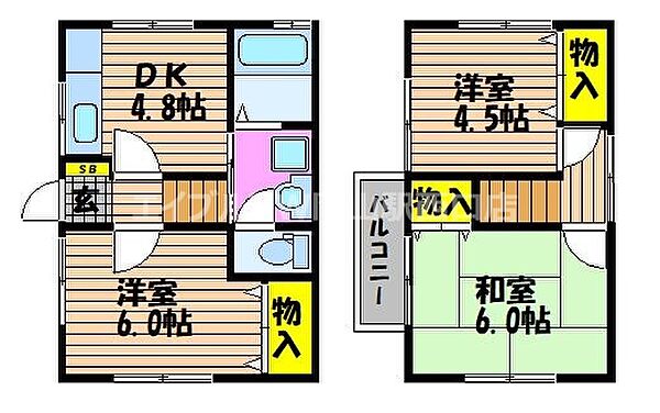 楢津小野貸家 ｜岡山県岡山市北区楢津(賃貸一戸建3DK・2階・52.17㎡)の写真 その2