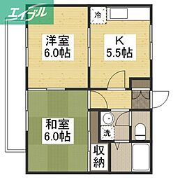 クリスタルブルー 2Kの間取図画像