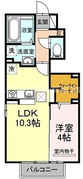 シャルール ｜岡山県岡山市北区奉還町4丁目(賃貸アパート1LDK・1階・37.30㎡)の写真 その2