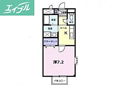 ラフィネ 2階1Kの間取り