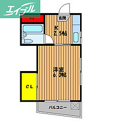 吉岡ビル 1Kの間取図画像