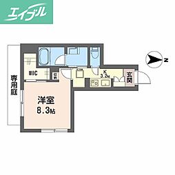 ウエストハイツ 1Kの間取図画像