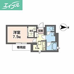 ウエストハイツ 1Kの間取図画像