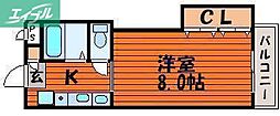 シャインブライト寿1 1Kの間取図画像