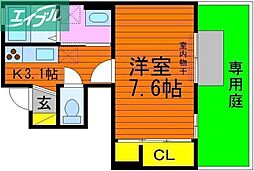 クレアメゾン 1Kの間取図画像