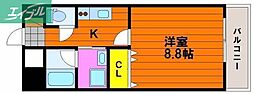ハアラン高柳 1Kの間取図画像