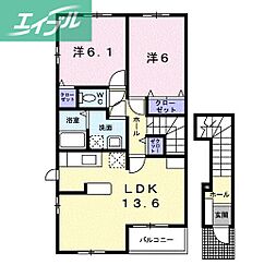 ルージュ1 2LDKの間取図画像