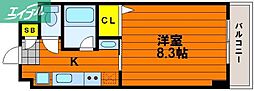ヴィラ津島 1Kの間取図画像