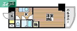 シャトー日興 1Kの間取図画像