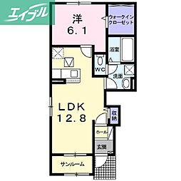 サンリットD 1LDKの間取図画像