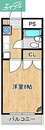 エトワール矢城A 1Kの間取図画像
