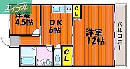 大和ビル 2DKの間取図画像