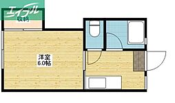 プレール高柳1 1Kの間取図画像