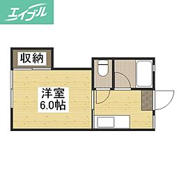 プレール高柳1 1Kの間取図画像