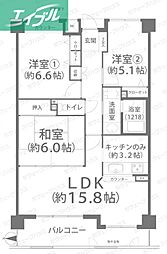 ファミール伊島 3LDKの間取図画像