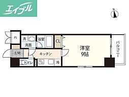 TheMODERN岡山駅前 1Kの間取図画像