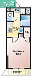 ルナ国体町 1Kの間取図画像