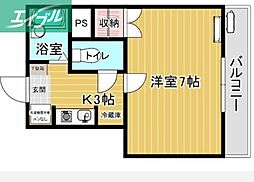 エレガンスマンション 1Kの間取図画像