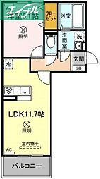 メセタA 1LDKの間取図画像