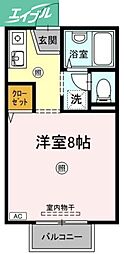 レジデンス高柳A ワンルームの間取図画像