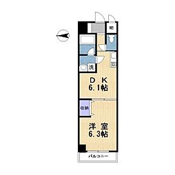 ヴィラ・グランデ青葉台 1DKの間取図画像