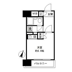 野村ステイツ市が尾 ワンルームの間取図画像