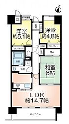 フローレ西神南 3LDKの間取図画像
