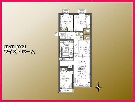 【間取り図】 4LDK