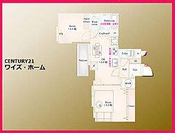 ライオンズマンション緑 2DKの間取図画像