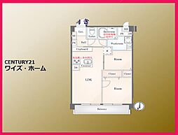 セザール御殿山 2LDKの間取図画像