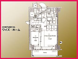 dips十条仲原EAST 1LDKの間取図画像