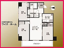 ヴィルヌーブ文京・千駄木 3LDKの間取図画像