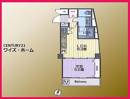 【間取り図】 1LDK