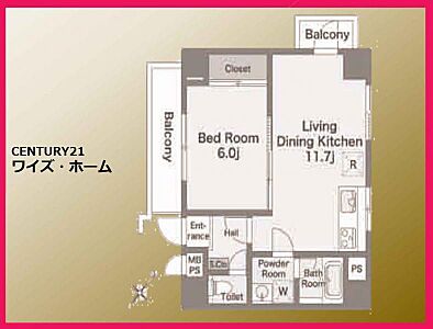 間取り：【間取り図】1LDK