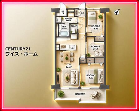 【間取り図】3LDK