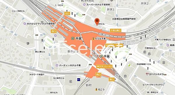 画像14:千葉駅、中央改札口より左手側の千葉公園口にむかい階段を下りたら、約20ｍ♪赤・黒・白の旗を目印！エレベーターで3階に上がって頂きましたら弊社です♪♪