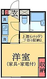 レオパレスエムワン 1Kの間取図画像