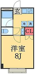 東千葉ハイリビング六番館 1Kの間取図画像