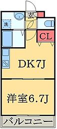 金太郎Hills54'★ 1DKの間取図画像